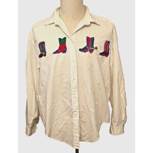 VTG Mr. Witt’s End Shirt Unisex Sz L Embroidered Cowboy Boots Country Western LS